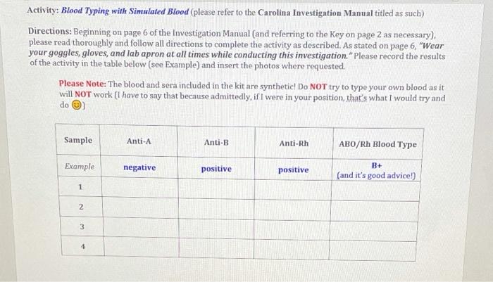 The blood typing game worksheet answers