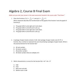 Algebra 2 final exam answers