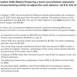 Problem 11-6 reconciling the bank statement