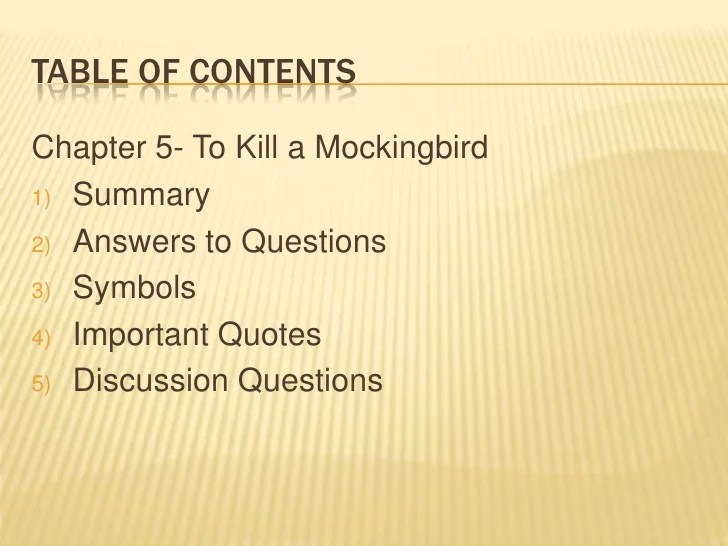 To kill a mockingbird chapter 5 questions